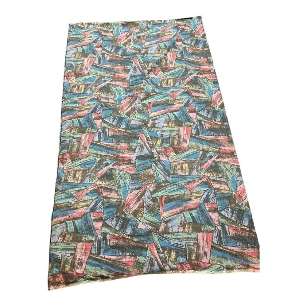 Geometric Sheet Retro 80s‎ Print Cotton Fabric 93x78 Red Blue Green DIY Crafts
